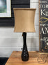 Black Rippled Body Table Lamp With Square Gold Shade