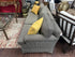 Black & Tan Striped Fabric 3 Seat Skirted Sofa 90x36x28’’ Sofa
