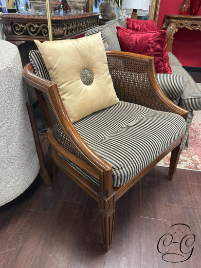 Black/Taupe Striped Fabric Accent Chair W/Cane Back 26x26x29’’ Accent Chair