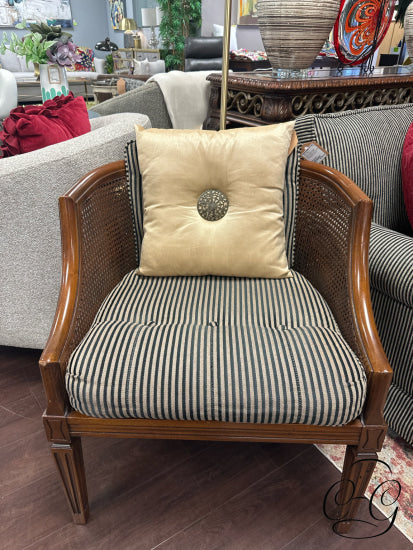 Black/Taupe Striped Fabric Accent Chair W/Cane Back 26x26x29’’ Accent Chair