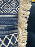 Blue/Beige Multi Pattern Toss Pillow W/Beige Fringe