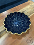 Blue Ribbed Design Dish W/Gold Metal Trim 10x2’’ Home Decor