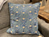 Blue & Tan Fan Pattern On Front Linen Toss Pillow