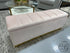 Blush Pink Velvet Storage Ottoman W/Panel Stitching Gold Faux Leather Base