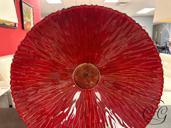 Bronze/Red Glass Round Decorative Bowl Home Decor