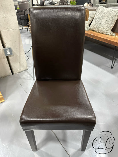 Brown Bycast Parson Dining Chair With Rolled Top Dark Legs 18x24x38’’ Dining Chair