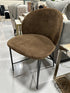 Brown Fabric Dining Chair With Black Metal Legs