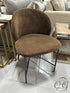 Brown Fabric Dining Chair With Black Metal Legs