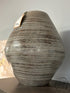 Brown/Grey Clay Vase With Etched Lines