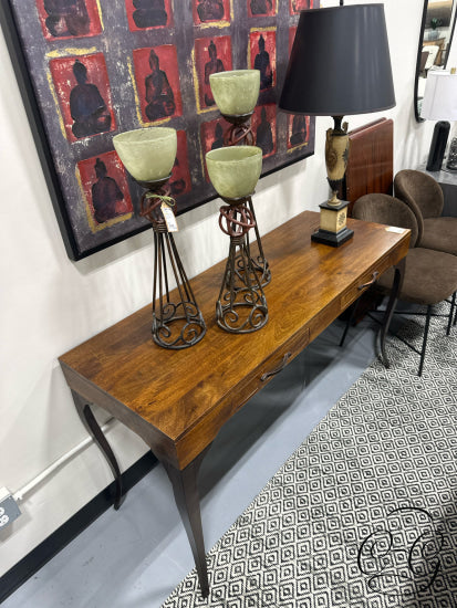 Brown Wood 2 Drawer Writing Table/Console 54x20x30’’ Desk