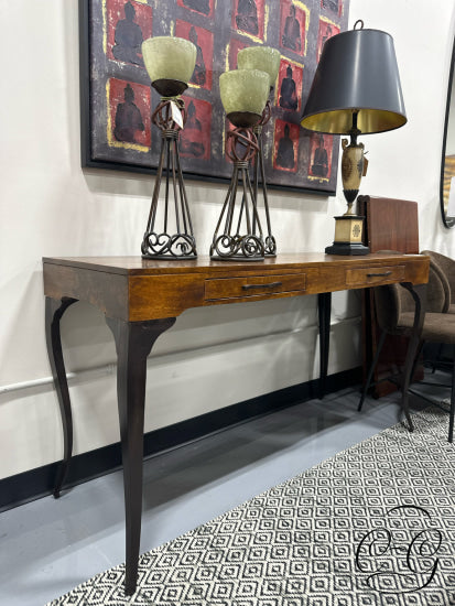 Brown Wood 2 Drawer Writing Table/Console 54x20x30’’ Desk