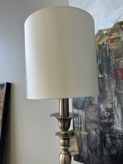 Brushed Silver Chrome Table Lamp With Shade