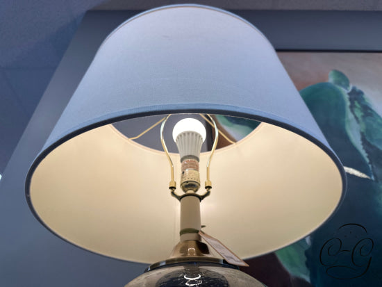 Bubbled Round Glass Body Brushed Bronze Metal Table Lamp
