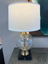 Bubbled Round Glass Body Brushed Bronze Metal Table Lamp
