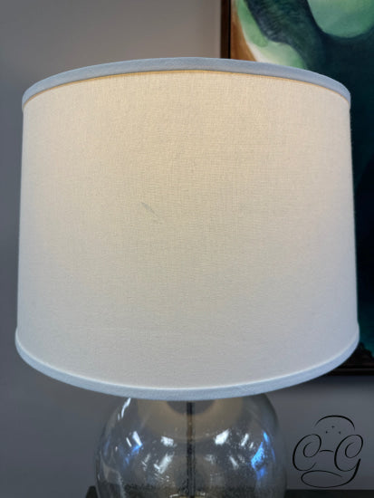Bubbled Round Glass Body Brushed Bronze Metal Table Lamp