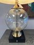 Bubbled Round Glass Body Brushed Bronze Metal Table Lamp