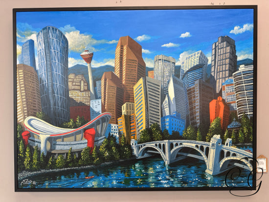 ’Calgary Skyline’ Original Limited Ed. Canvas Giclee 60/95 Artist: M. Freitas 31x41’’ Artwork
