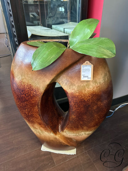 Ceramic Brown/Rust Floor Vase W/Cut Out Design 23x27’’ Vase
