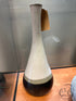 Ceramic Round White Vase With Brown Tan Bottom