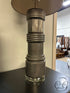 Charcoal Ceramic Base Table Lamp With Metallic Grey Long Drum Shade