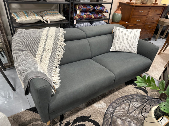 Charcoal Fabric Apartment Sofa With Head Rest
