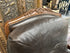 Chocolate Brown Leather Bergere Chair W/Brown Wood Frame/Arms