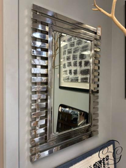 Chrome Finish Multiple Rectangle Design Framed Wall Mirror 24x35’’ Wall Mirror
