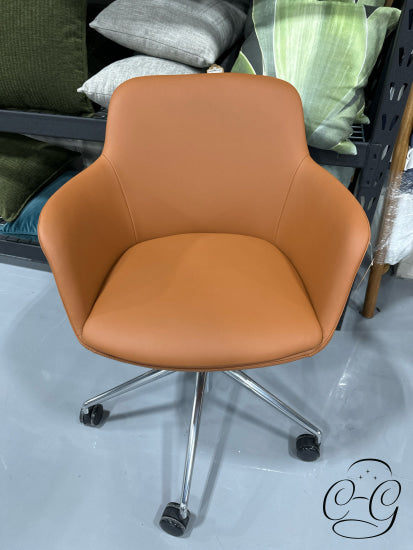 Cognac Micro Leather Adj. Desk Chair W/5 Caster Leg Base 24x25x31’’ Desk Chair