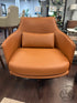 Cognac Micro Leather Arm Chair W/Rose Gold Finish Star Base 27x29x34’’ Arm Chair