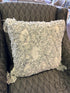 Cream & Grey Detailed Toss Pillow With Tassels