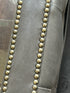 Crescent-Shaped Dark Grey Leather Sofa W/Nailhead Trim Button Tufting 96x41x35’’ Leather Sofa