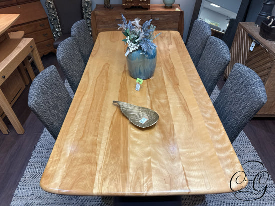 Custom Made Solid Birch Fixed Size Dining Table & 8 Bermex Chairs 96x47x30’’ Dining Table and Chairs