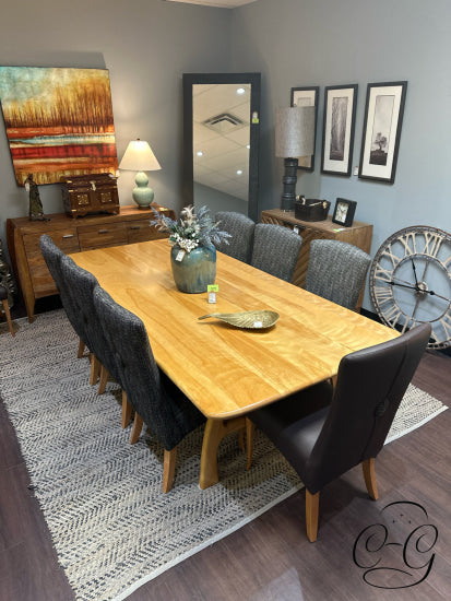 Custom Made Solid Birch Fixed Size Dining Table & 8 Bermex Chairs 96x47x30’’ Dining Table and Chairs
