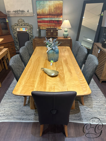 Custom Made Solid Birch Fixed Size Dining Table & 8 Bermex Chairs 96x47x30’’ Dining Table and Chairs