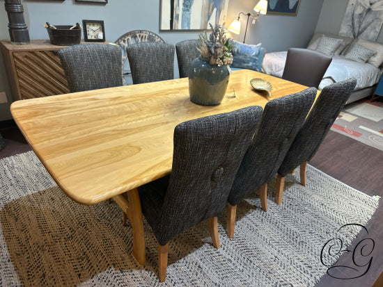 Custom Made Solid Birch Fixed Size Dining Table & 8 Bermex Chairs 96x47x30’’ Dining Table and Chairs