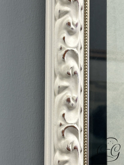 ’Cut Wood/Log’ Picture In Weathered White Dimpled Frame