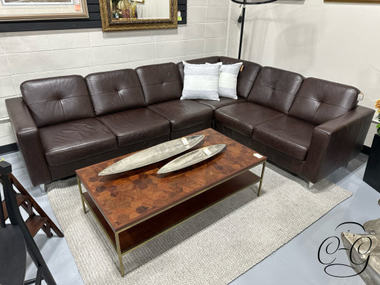 Dark Brown 4 Piece Sectional (LAF Sofa Armless Chair Corner RAF Sofa) 109x87x31’’ Sectional