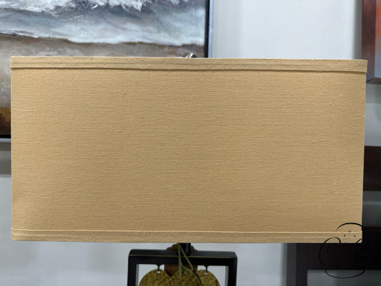 Dark Metal Rectangular Body Table Lamp W/3 Rows Of Hanging Gold Discs 16x7x25’’ Table Lamp