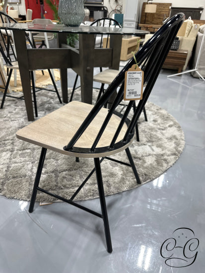 Dorel Home Products Windsor Style Black Metal Back/Legs Wood Seat Dining Chair