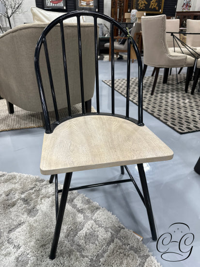 Dorel Home Products Windsor Style Black Metal Back/Legs Wood Seat Dining Chair