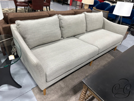 Dove Grey Sofa With 3 Loose Back Cushions Teak Legs