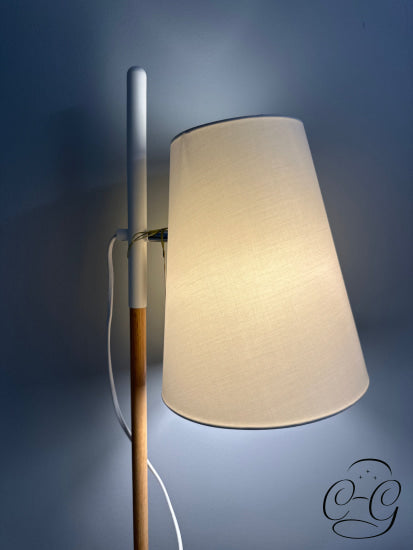 Eq3 White/Natural Oak Floor Lamp With Adj. Cone Shaped Shade