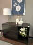 Espresso Finish Credenza W/Open Storage & 3 Drawers Credenza