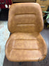Faux Leather Brown Swivel Chair W/Grey Seam Stitching