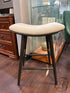 Four Hands Cream Fabric Saddle Style Counter Stool W/Carbon Finish Oak Base Height