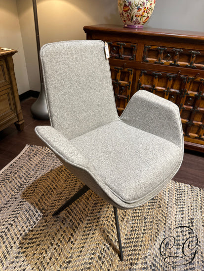 Four Hands Light Grey Tweed Swivel Desk Chair With Winged Arms