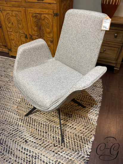 Four Hands Light Grey Tweed Swivel Desk Chair With Winged Arms