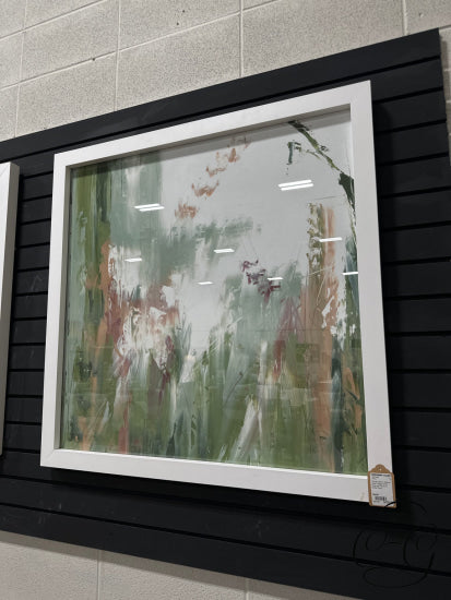 Garden Bloom Green Beige White Burdundy Picture In Frame