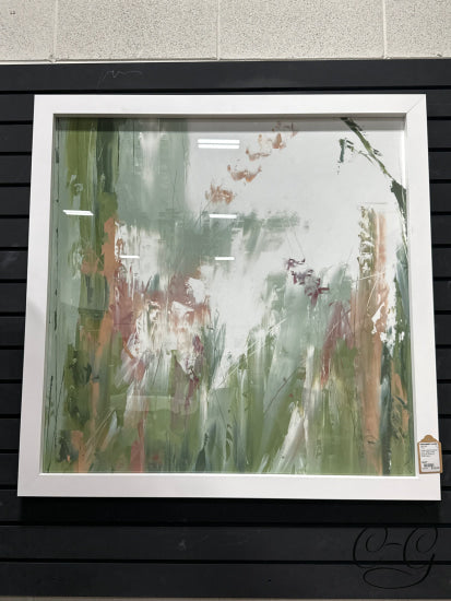 Garden Bloom Green Beige White Burdundy Picture In Frame