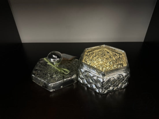 Glass Hexagon Container With Lid Home Decor